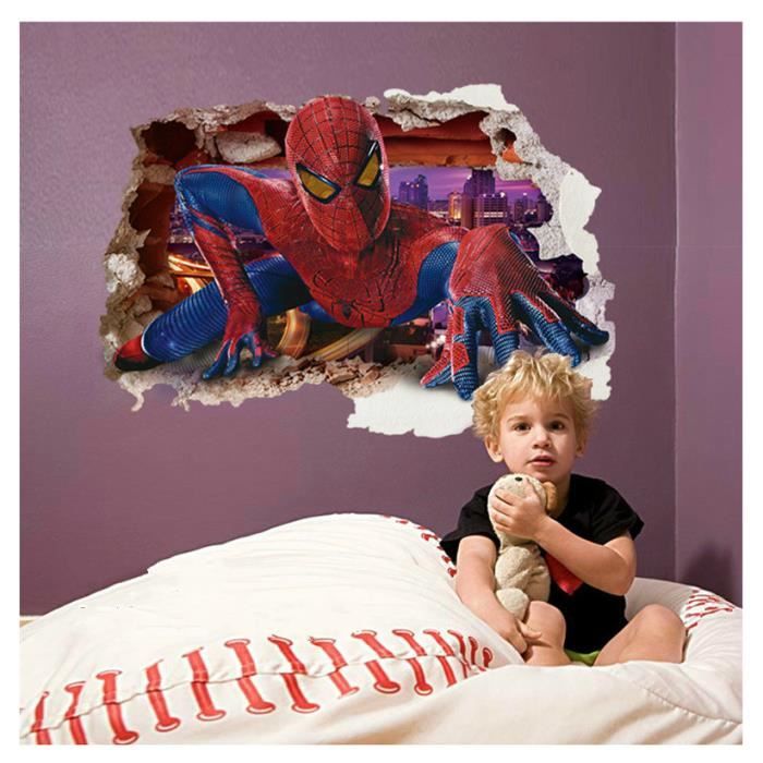 Stickers Muraux Spider-Man Effet 3D - 2 Feuilles Géantes, Repositionnables - Pour Chambre Enfant, Décoration - 7