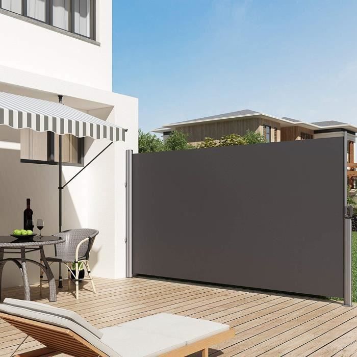 Store Lateral 350 X 200 Cm L X H Tissu En Polyester De 280 G M Pour Balcon Terrasse Brise Vue Gris Fonce Gsa205g Songmics Achat Vente Store De Fenetre Cdiscount