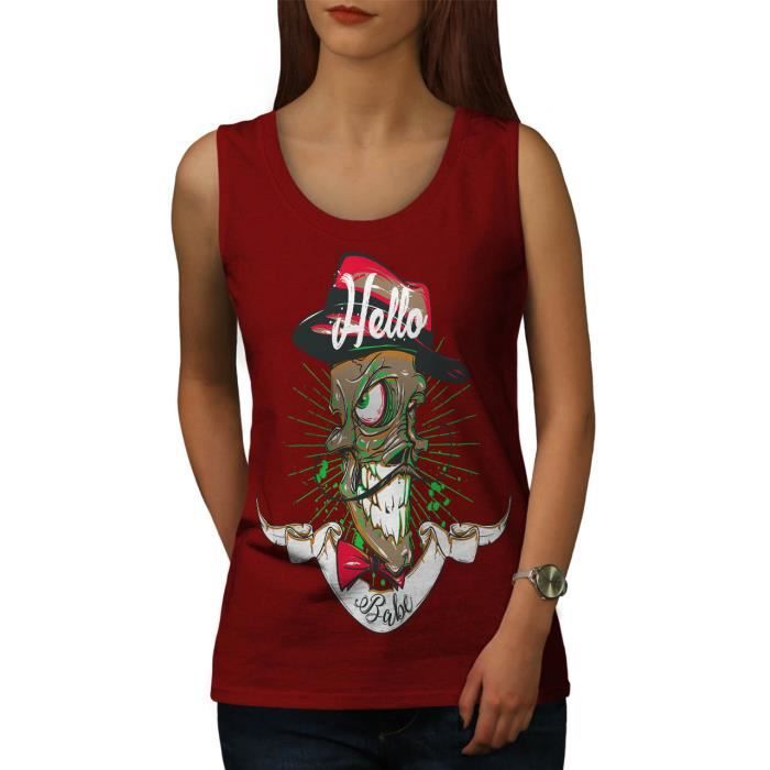 Bonjour Crane Bebe Tete Art Women Debardeur Wellcoda Rouge Cdiscount Pret A Porter