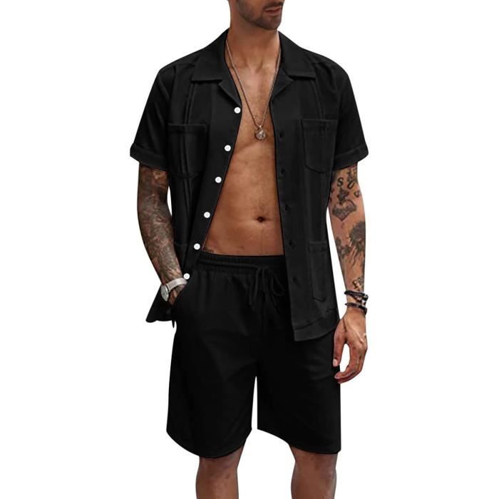 Chemise lin best sale noir homme