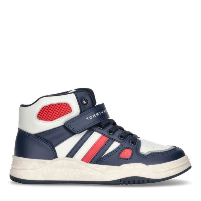 Baskets velcro Stripes High enfant Tommy Hilfiger blue off white