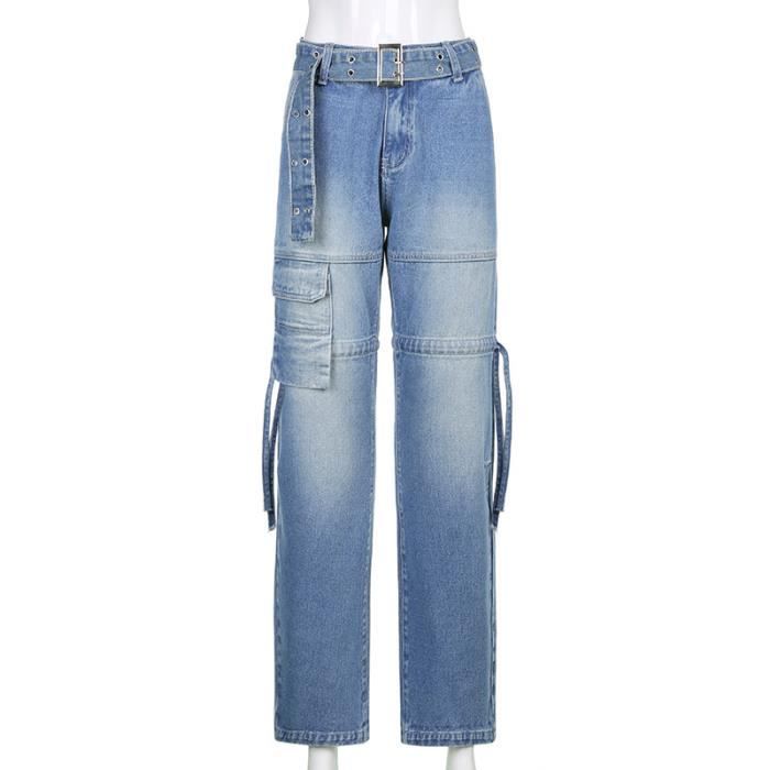 Jeans longs femmes - Cargo en bleu - FR00JTP