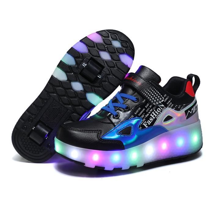 Baskets Enfants LED Chaussures Roller - Marque - Modèle - Noir