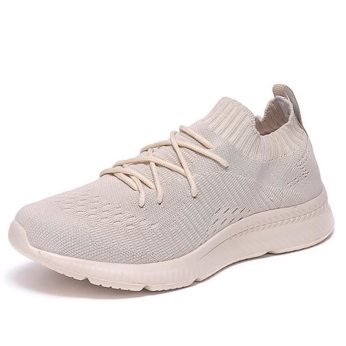 Chaussures de fitness imperméables pour homme - Marque - Modèle - Beige - Terrain sec - Semelle douce