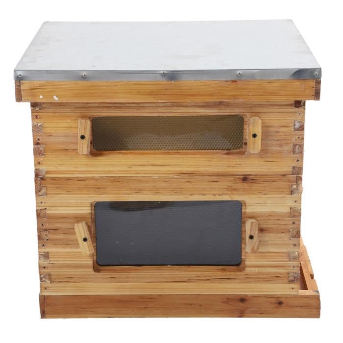 Ruche en bois Super Box - MXZZAND - Kit complet de ruche à 10 cadres - Fenêtre d'observation et ventilation