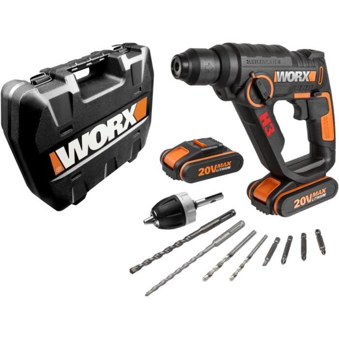 WORX Marteau perforateur sans fil 20V 2Ah H3 WX390.1 13mm 1 2J