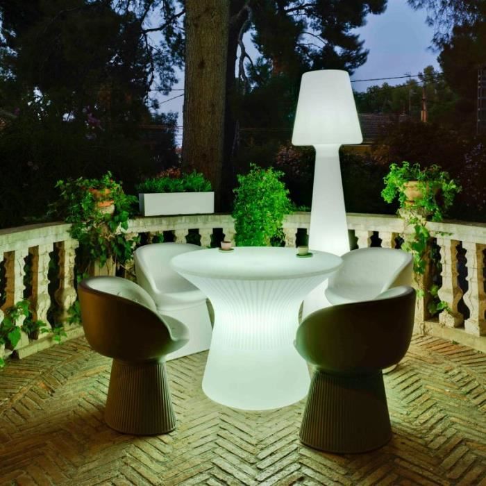 table lumineuse d'extérieur - newgarden - capri - led rgb solaire et rechargeable - 4 personnes