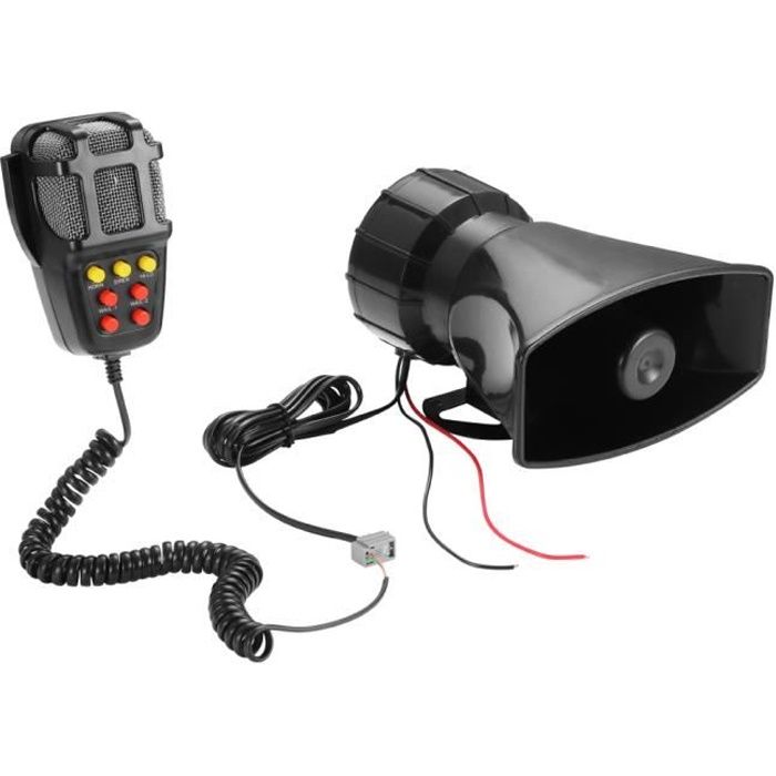 12V Électrique Forte Sirène Auto Haut-Parleur Pour Voiture Camion Police 7  tonalités Alarme de sécurité Mic Système de haut-parleurs - Cdiscount Auto