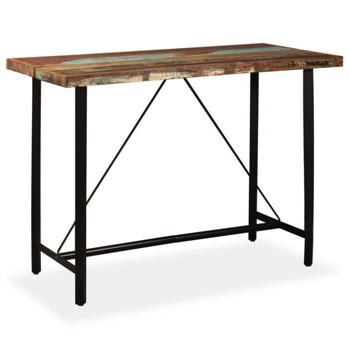 Table De Bar Bois Massif De Recuperation 150 X 70 X 107 Cm Achat