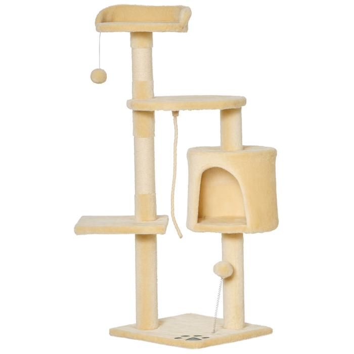 Arbre à chats - PawHut - multi-équipements griffoirs plateformes niche corde jouets centre - 40x40x114cm - beige