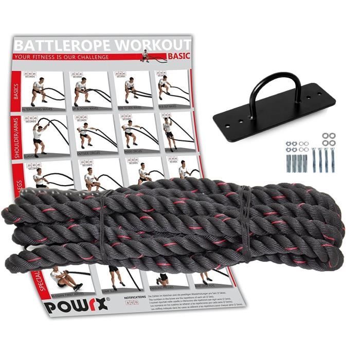 Corde à sauter Battle Rope avec corde d'entraînement Workout I Ø38 ou 50mm  I vers. longueur Taille: 38 mm 9m - Cdiscount Sport