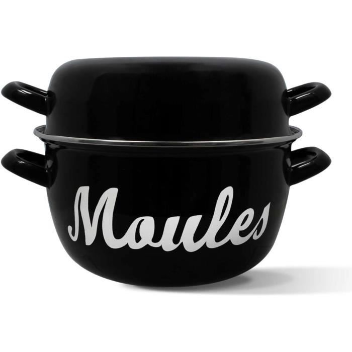 HENDI Marmite à moules ou à sauce avec couvercle, casserole, pot pour préparer et servir fruits de mer, pour les cuisinières à gaz, 2L, ø200x(H) 180mm, émaillée noire avec rebord en inox HENDI Marmite à moules ou à sauce avec couvercle, casserole, pot pour préparer et servir fruits de mer, pour les cuisinières à gaz, 2L, ø200x(H) 180mm, émaillée noire avec rebord en inox