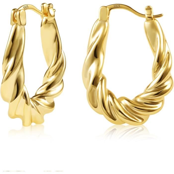 Boucles D'Oreilles Créoles En Acier Inox - Ovale Or Rose/Argent - Modèle W1a - Neuf Avec Étiquette