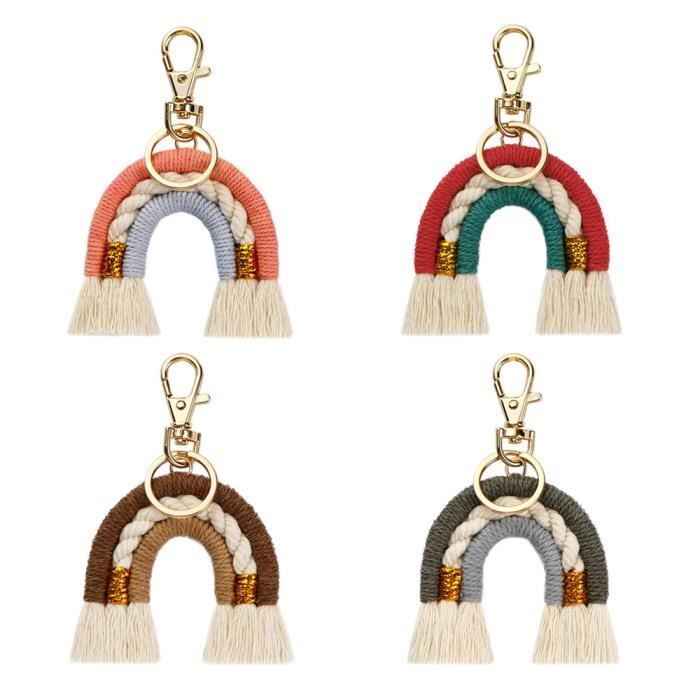 Porte-clés Et Bracelet Arc-en-ciel Métallique Brillant – Fait Main Aux USA, Avec Scrunchie Gratuit