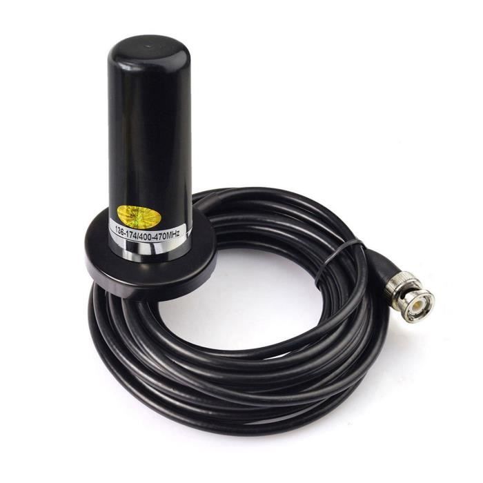 Antenne bibande VHF - UHF de radio mobile pour vehicule - voiture Support  magnetique de base 9cm BNC Fiche male Cable 5M pour - Achat / Vente antenne  auto-moto Antenne bibande VHF /