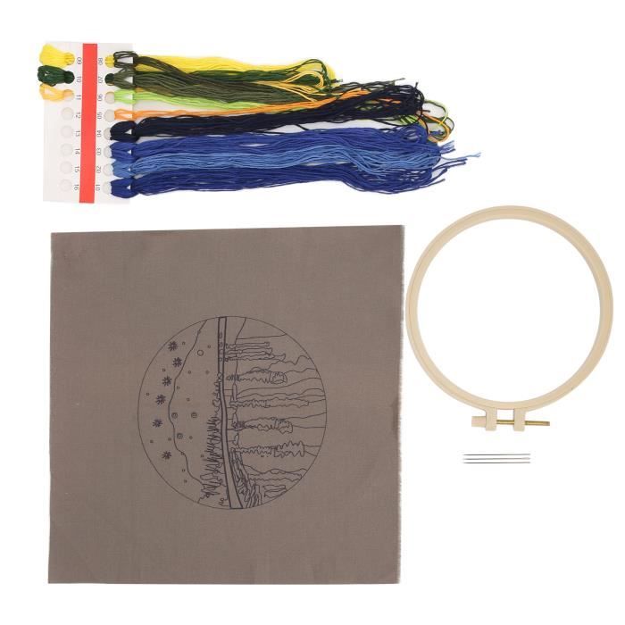 Kit De Broderie Pour Adultes Et Débutants - 3 Motifs Avec Cercles Et Fils, Punch Needle