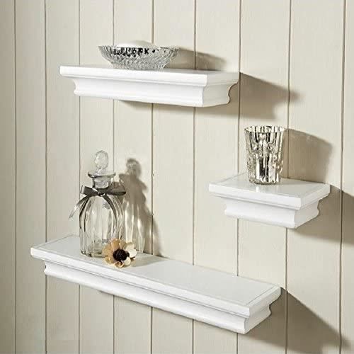 Lot De 4 étagères Flottantes Blanches 80x20x1.5 Cm - Contreplaqué, Rangement élégant Pour Salon, Entrée, Bureau