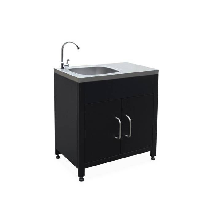 sweeek - Module de cuisine extérieure acier avec évier L80cm GRIMAUD
