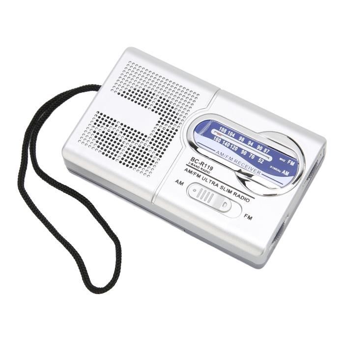Tbest Radio gris argent Radio de Poche Portable AM/FM Radio à