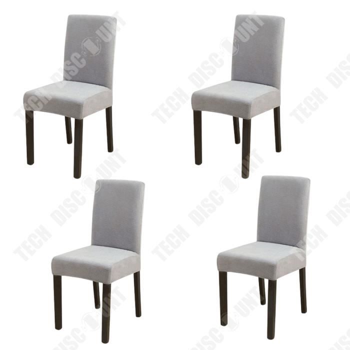 TD® 4 pièces Couvertures de chaises de restaurant Housse de chaise couleur pure Gris Housse de chaise siamoise Hôtel Ménage