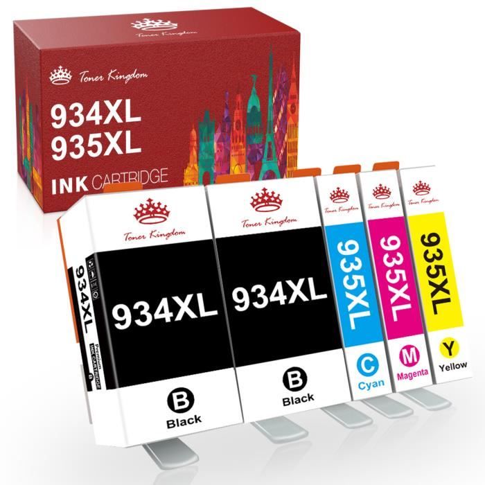 Cartouches Encre Toner Kingdom 934XL/935XL - 4 Pack - Compatible HP Officejet Pro