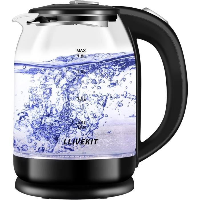 Bouilloire ??lectrique 1,8 L, Bouilloire En Verre, Th?�i?�re ??lectrique 1800 W, Indicateur Led 