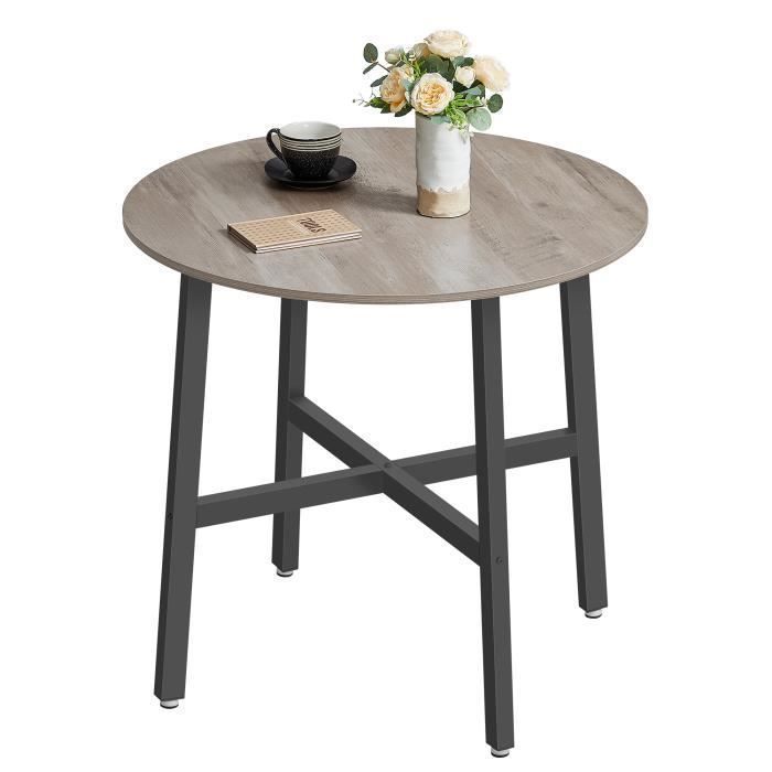Table à Manger - VASAGLE - Style Industriel - Grège Chiné et Noir dEncre - 80 x 75 cm