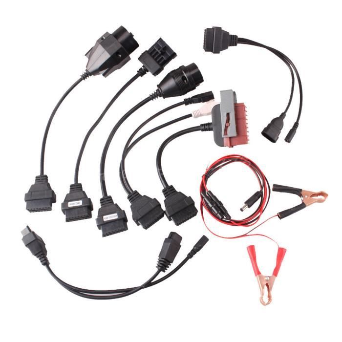 vhbw OBD2 Kit de câbles pour appareils de diagnostic OBD compatible avec Alfa Romeo, Audi, BMW, Fiat, Mercedes Benz, Opel, Peugeot,