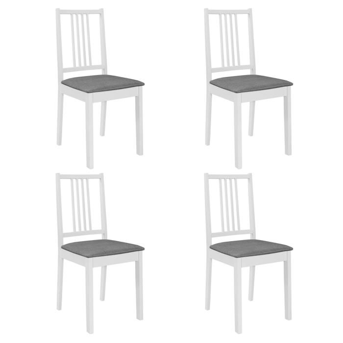vidaXL Chaises à manger avec coussins lot de 4 blanc bois solide 247637