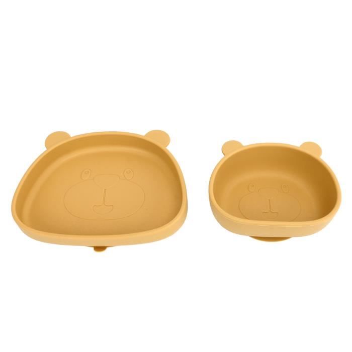 Jissta Set 8 Pièces Vaisselle Bébé Silicone Avec Ventouse - Assiettes, Bols, Bavoir, Couverts Rose