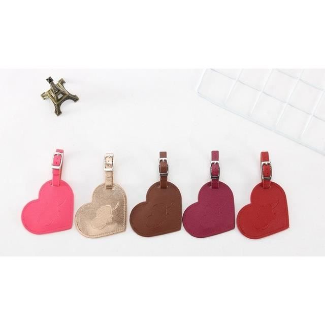 Étiquettes à Bagages En Forme De Cœur Avec Motif Rose Rouge