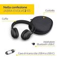 Jabra Evolve2 65 Casque PC Sans Fil  Casque Audio Anti Bruit Certifie Microsoft Teams avec Batterie Longue Duree  Adaptateur Blu-1