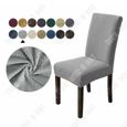 TD® 4 pièces Couvertures de chaises de restaurant Housse de chaise couleur pure Gris Housse de chaise siamoise Hôtel Ménage-1