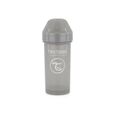 Twistshake Biberon anti-fuite avec bec dur et mixeur de fruits-360ml - Bouteille d'eau pour bébé - Tasse à bec sans BPA-6m+- Gris-1