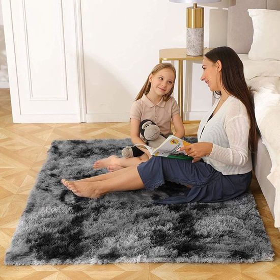 Tapis Salon Chambre Ado Filles Shaggy Design Moderne Poils Longs Doux Antidérapant