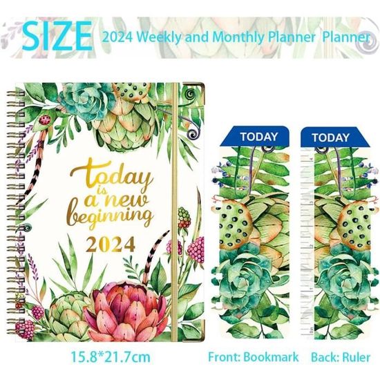 2024: Agenda Semainier Avec Horaire 5 – 23 Heures | Format A4 Planificateur Hebdomadaire Et Mensuel | 1 Semaine Sur 2 Pages | Weekly Planner ... | Calendrier 12 Mois | Fluid Art : Papeterie De La Life