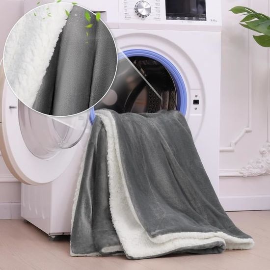 Plaid Polaire Sherpa Aisbo 230x270cm Gris - Couverture Épaisse Douce Et Chaude Pour Canapé Et Lit