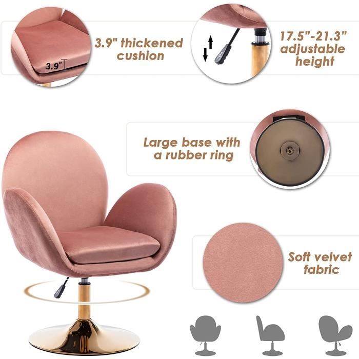 Chaise de coiffeuse salon bureau rembourré confortable et moderne capitonné  velours rose fal10528 - Conforama