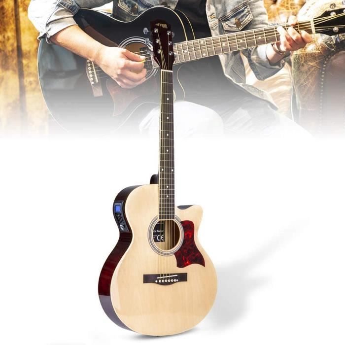 Guitare Acoustique 104cm avec Sac Sangle Accordeur Electronique Capo  Médiators 6 Cordes Supplémentaires pour Débutants Rouge - Costway