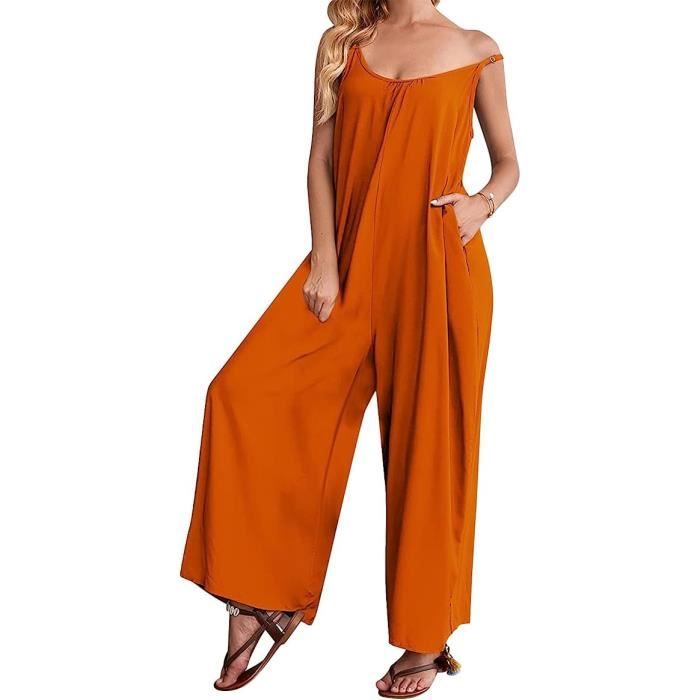 Salopette D'été Femme En Lin Rayé - Pantalon à Bretelles Réglables, Coupe Ample Et Jambes Larges - Style Décontracté Pour Vacances, Plage, Quotidien