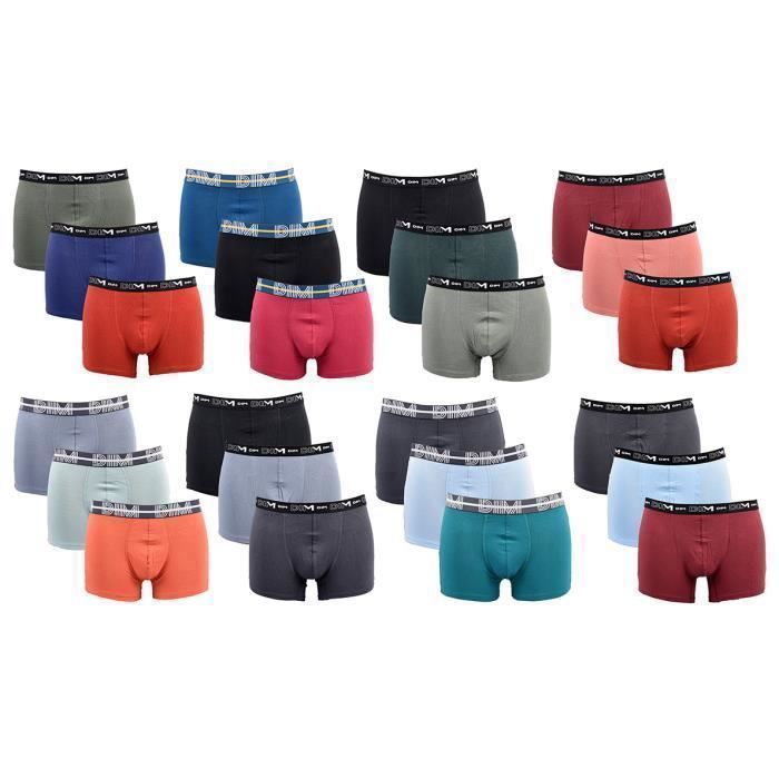 OZABI - Lot De Slips DIM Homme Coton Stretch Ultra Confort - Pack Surprise Multicolore (Noir, Blanc, Gris, Marine) - Tailles S à XL