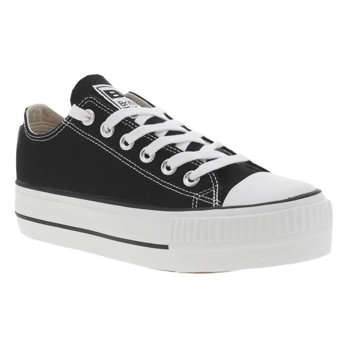 Baskets basses femme - BK - Textile - Lacets plats - Semelle plateforme ...