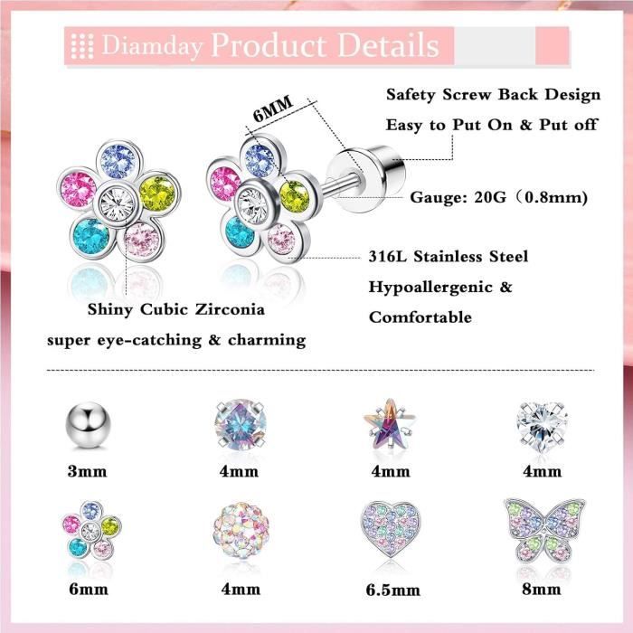 Boucles D'oreilles Papillon Pour Enfants - Acier Inoxydable IP Or Rose - Cadeau Mignon & Tendance