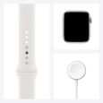 Apple Watch SE GPS, 44mm Boîtier en Aluminium Argent avec Bracelet Sport Blanc-2