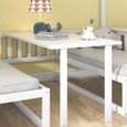 Lit mezzanine 90x200cm-120x200cm cm avec table ajustable, canapé en bois et protection contre les chutes, blanc-2