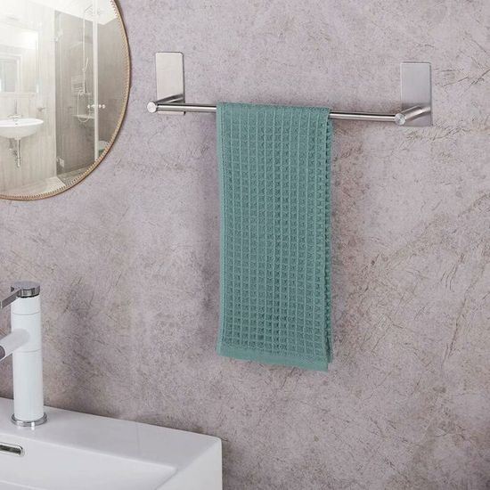 1 Pièces Porte Serviettes Salle de Bain, Auto-Adhésif Porte-Serviettes Mural, Serviette Barre 304 Acier Inoxydable, pour Salle de Bain Cuisine 40CM | Leroy Merlin