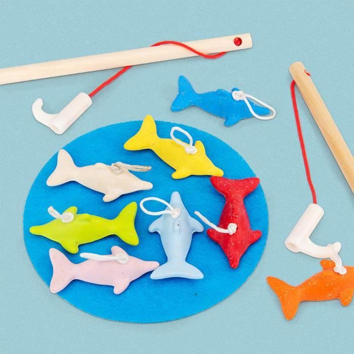Jeu de Pêche à la Ligne avec 8 poissons, 2 canards et 2 cannes à pêche, jouet de pêche avec effet de brouillard, musique et lumière, jeu de société Cadeau pour garçons