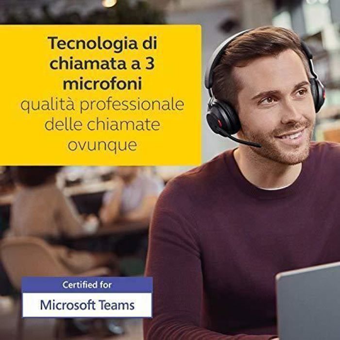 Casque Professionnel Jabra Evolve2 65 Mono - Sans Fil Avec Dongle - Compatible Teams, Zoom - Micro Anti-Bruit - 2