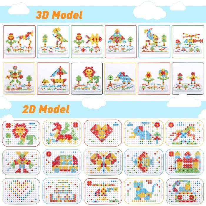 Kit de Mosaique Enfant Puzzle 3D,203pcs Jeu de Construction ducatif avec  Perceuse lectronique,Educatif pour Bricolage Jouet - Cdiscount Beaux-Arts  et Loisirs créatifs