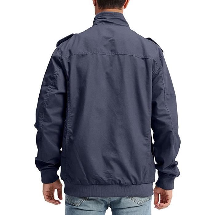 Blouson Homme Léger Printemps/Été - Veste Tactique Coupe-Vent à Col Montant, Grande Taille